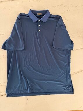 PETER MILLAR Summer Comfort Size 2XLT Mens Polo Shirt Performance Blue Golf
